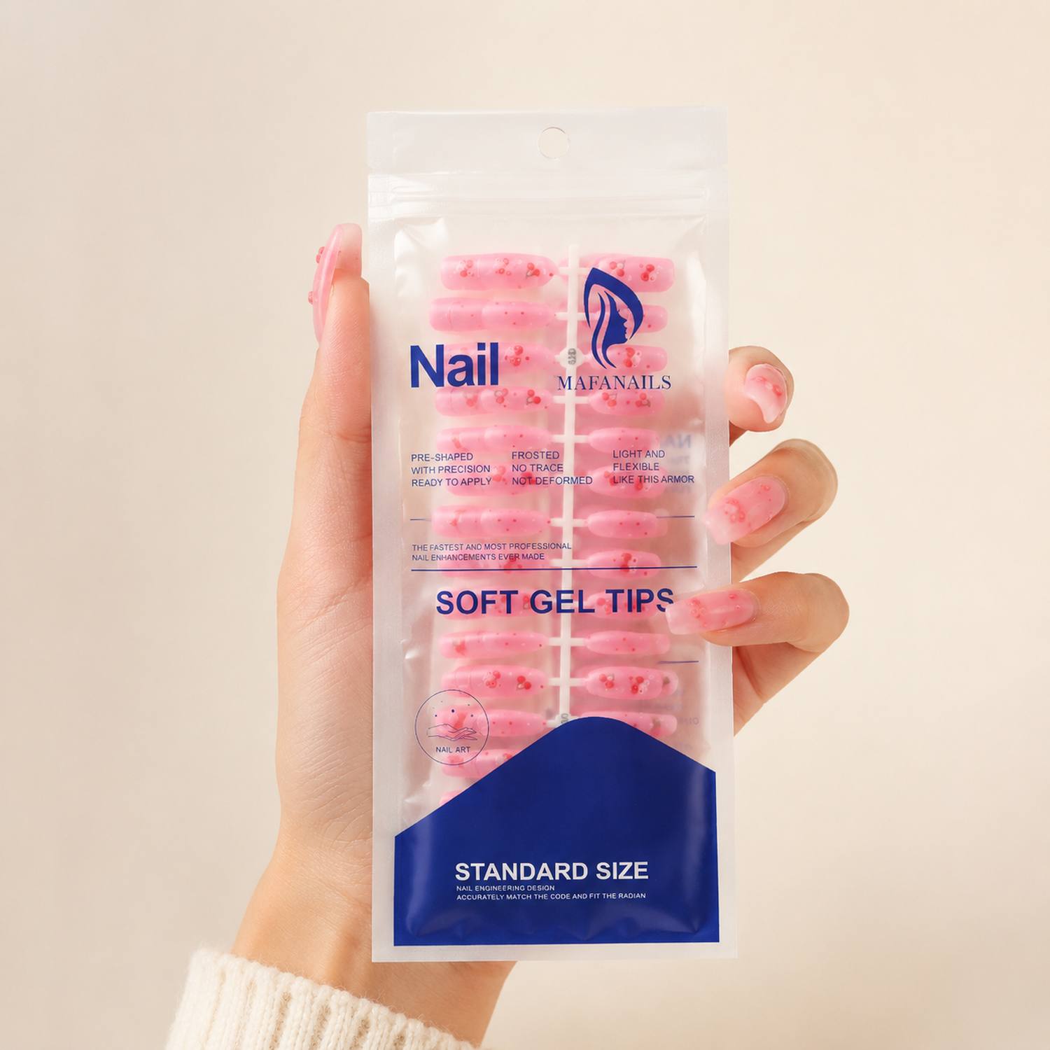 Nail Art Pink Soft - 1 Opakowanie Miękkich Gradientowych Różowych Sztucznych