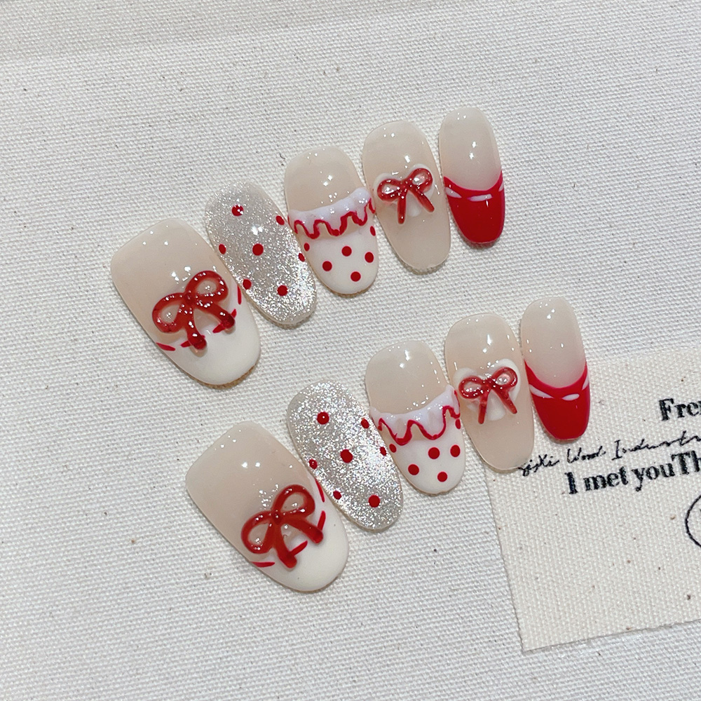 Nail Art Oval - 10 szt. Krótkie Owalne Ręcznie Robione