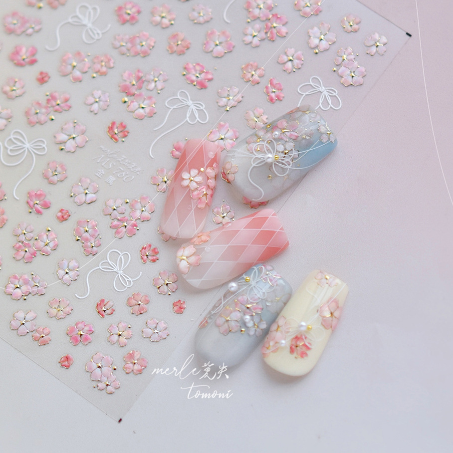 Nail Art Pink Soft - Naklejki na paznokcie 5D z motywem