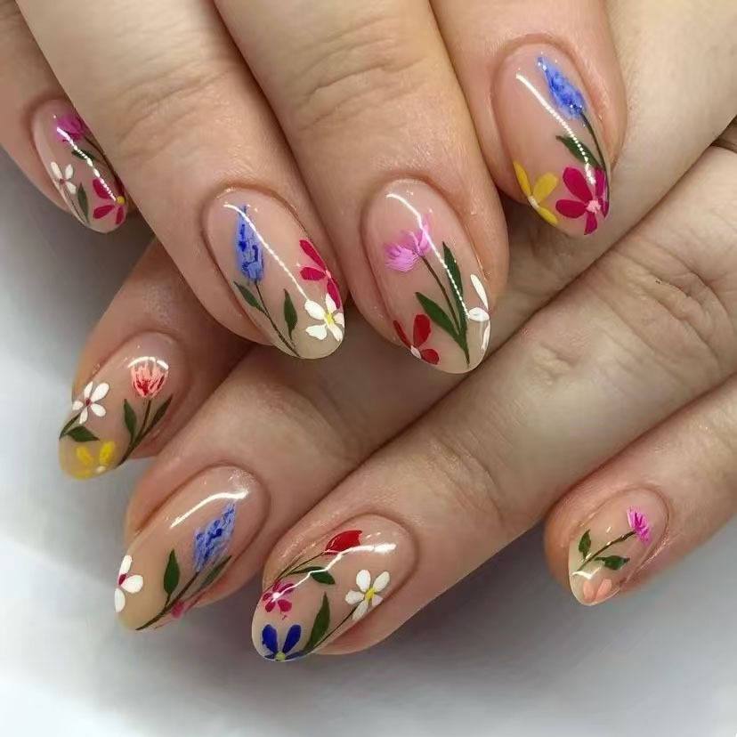 Nail Art Oval - 24Pcs Proste migdałowe końcówki do paznokci
