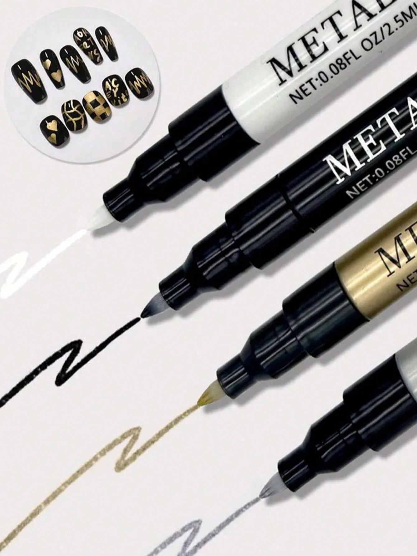 Nail Art Gold - Pióro do zdobienia paznokci 0.8mm, 1