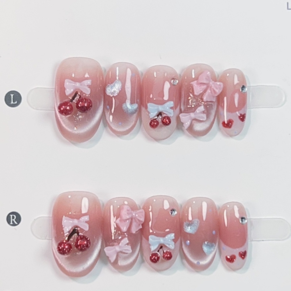 Nail Art Oval - 10 szt. Ręcznie Robione Sztuczne Paznokcie
