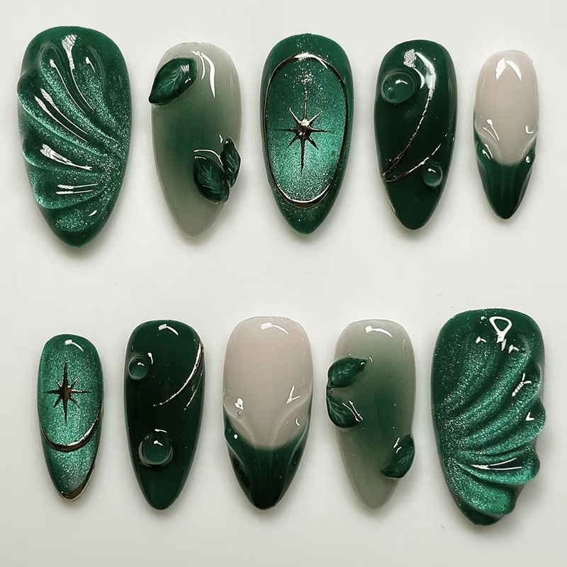 24 szt. Zielone sztuczne pazno – Nail Art Oval recenzja i cena